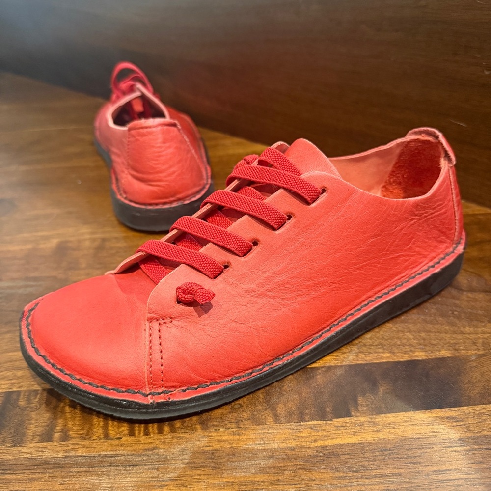 Red leather handmade shoes